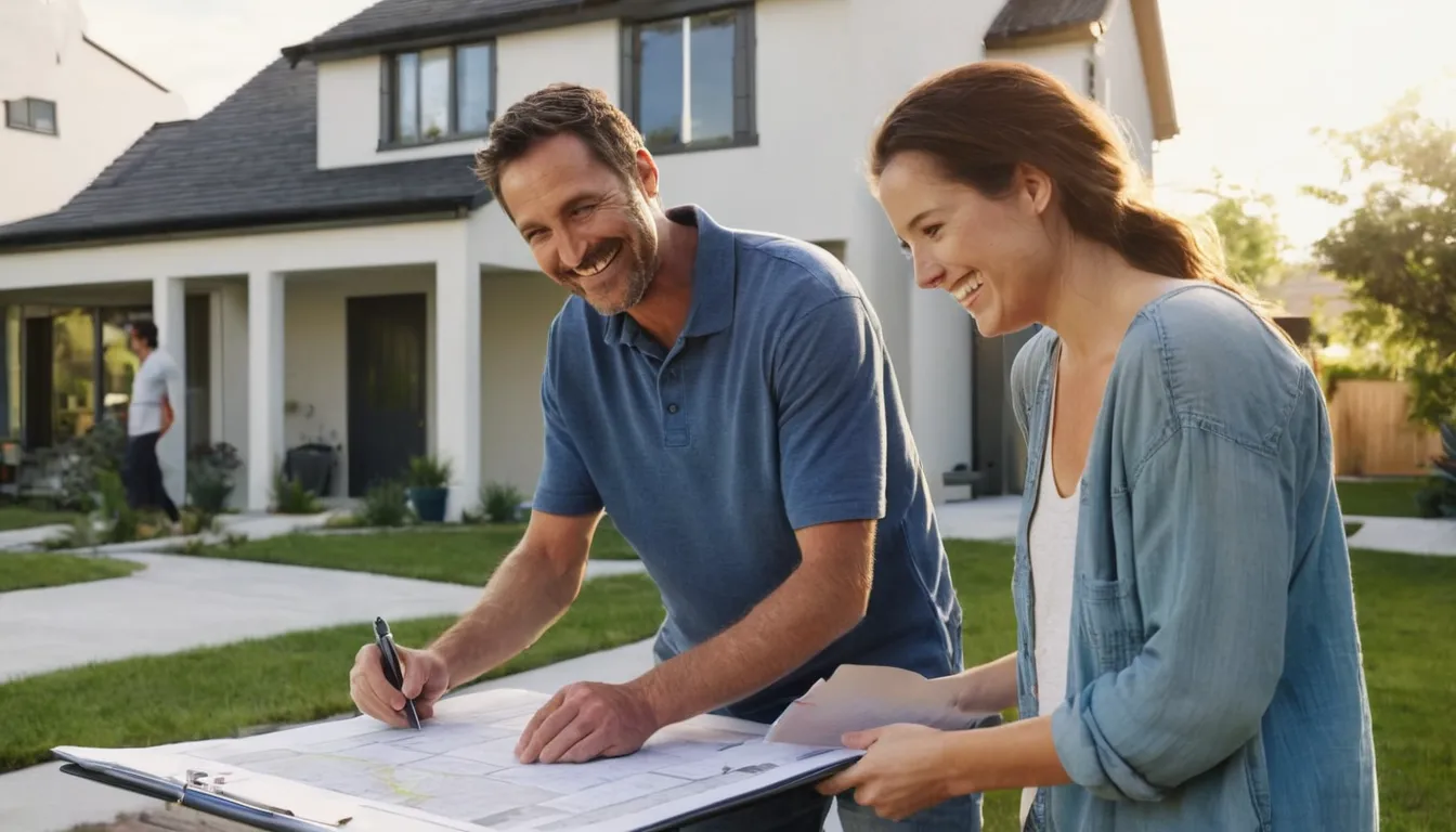 A homeowner reviewing a concrete project plan with a local provider
